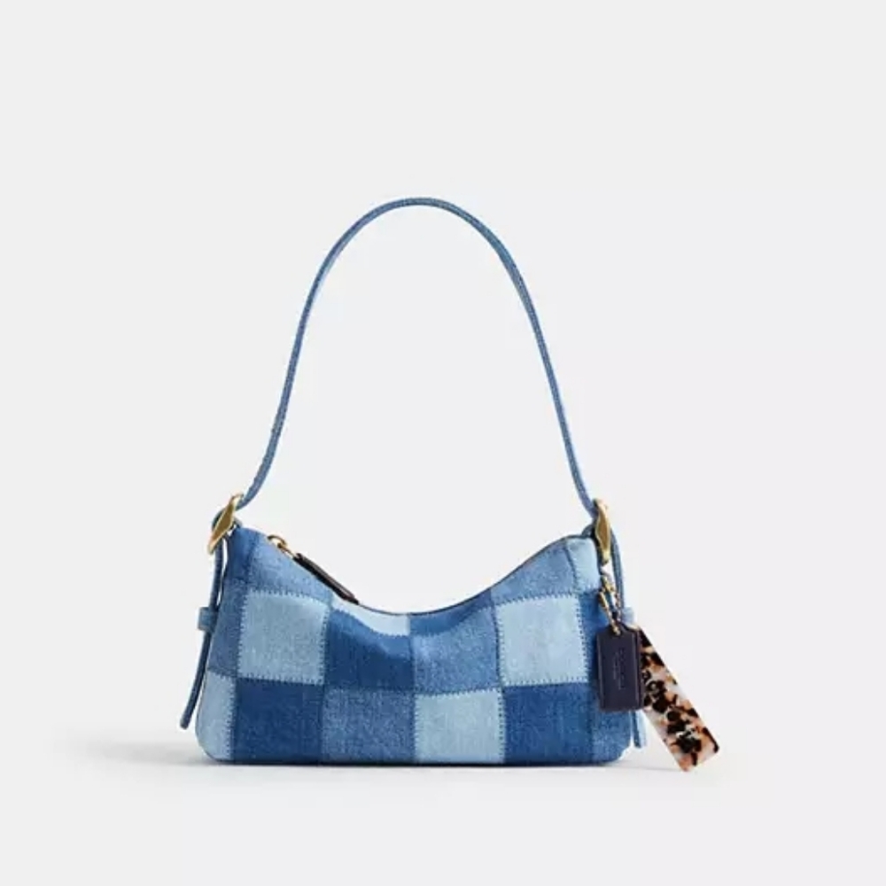 NWT Coachtopia Small Slouchy Alter Ego Shoulder Bag Denim Cotton Patchwork NEW - Picture 2 of 7
